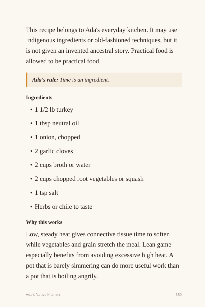 Sample recipe page